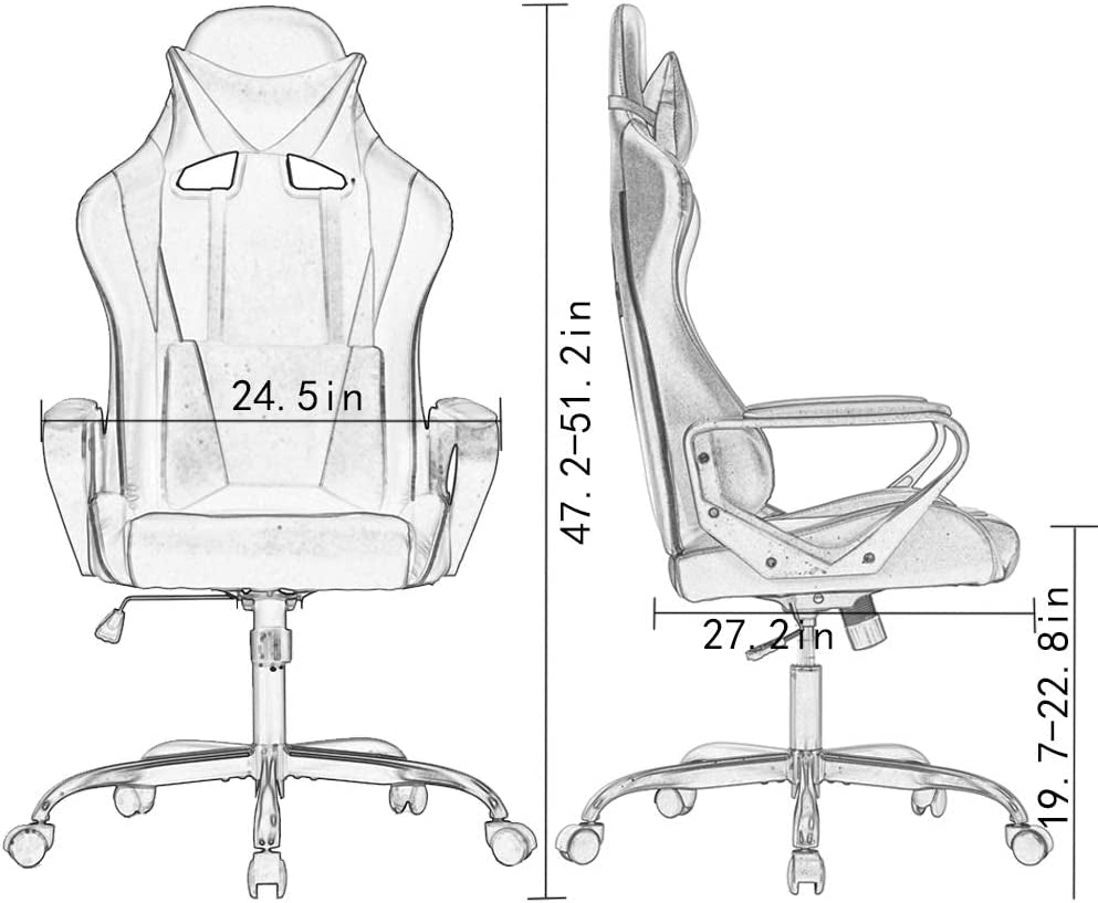 High-Back Gaming Chair PC Office Chair Computer Racing Chair PU Desk