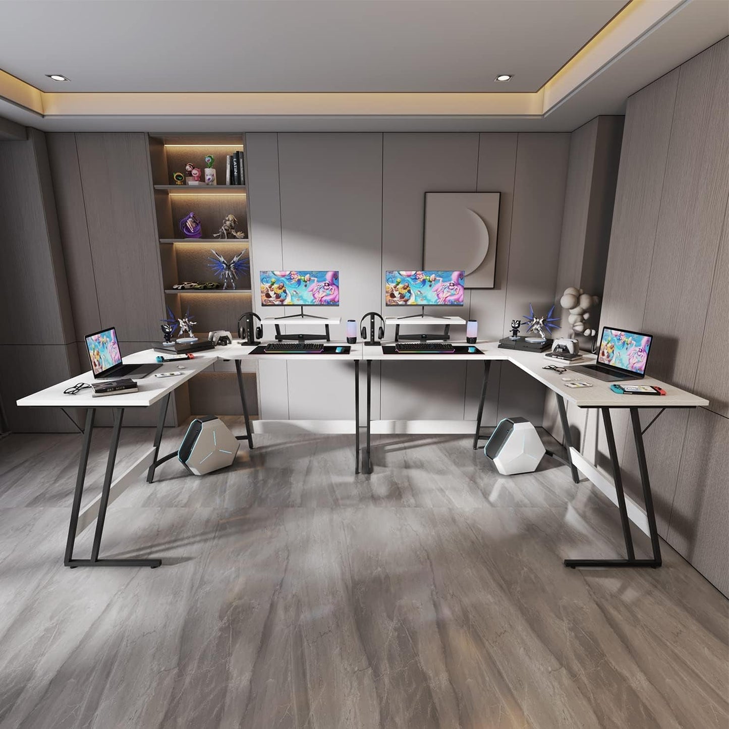 Ergonomic L-Shape Gaming Desk – Sleek Design with Ample Workspace