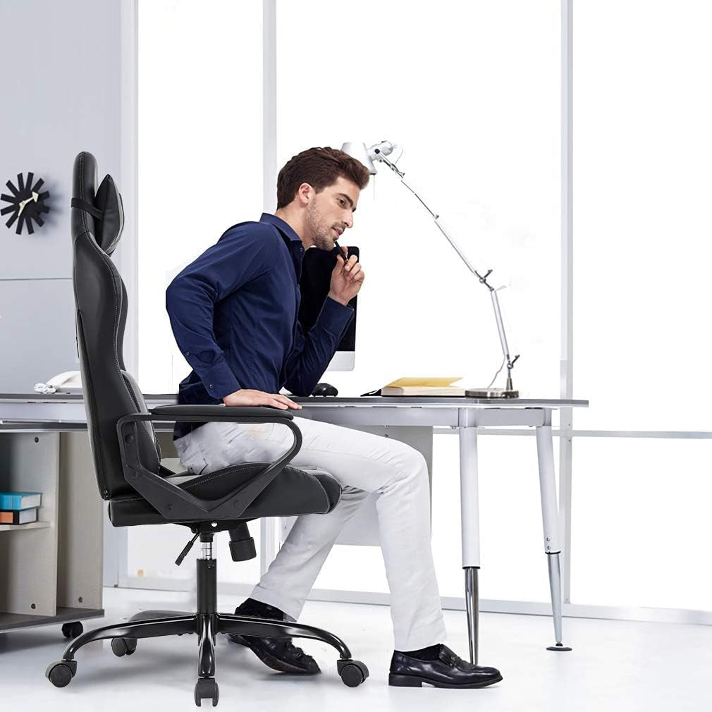 High-Back Gaming Chair PC Office Chair Computer Racing Chair PU Desk