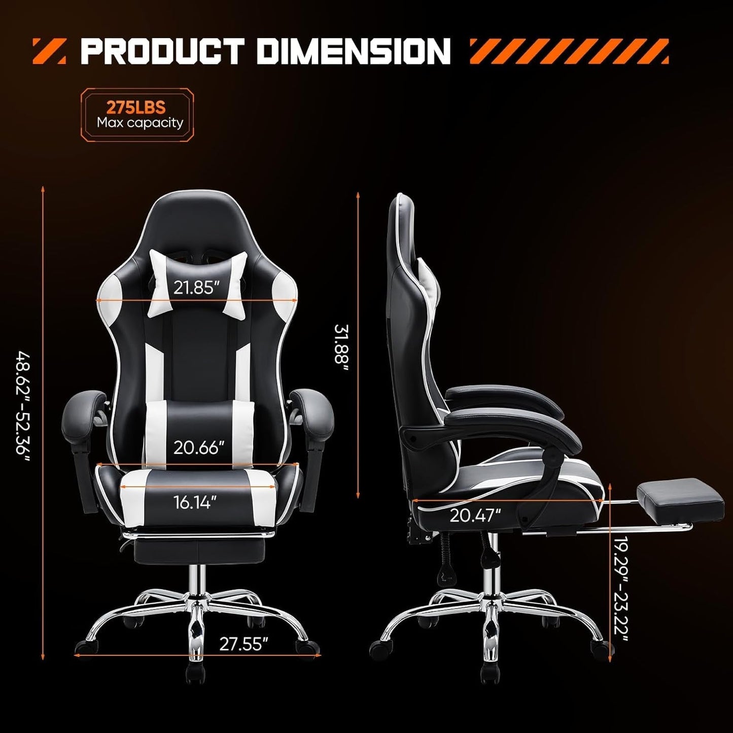 Pro Gaming & Office Chair – Footrest, Support & Style Combined