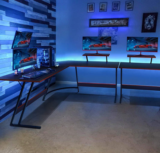 L-Shaped Gaming Workstation – Space-Saving Desk for Pro Gamers