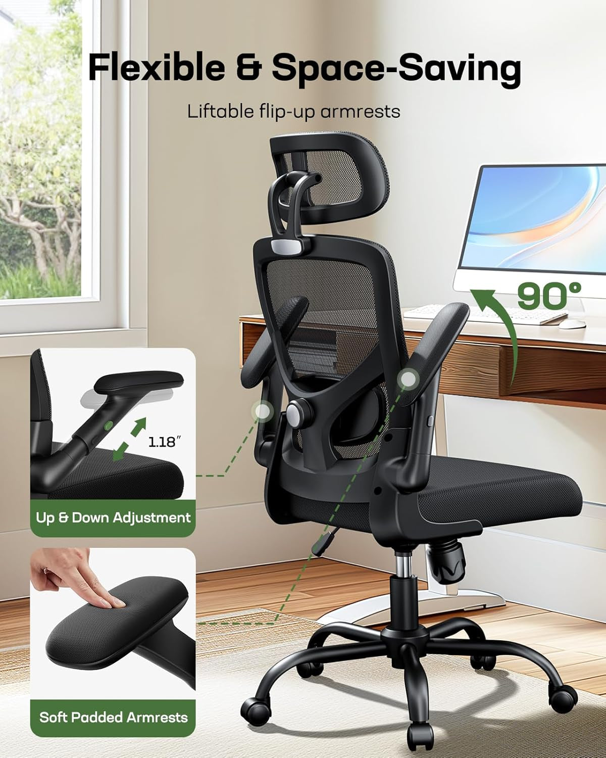 Ergonomic Desk Chair – Breathable Mesh & Lumbar Back Support