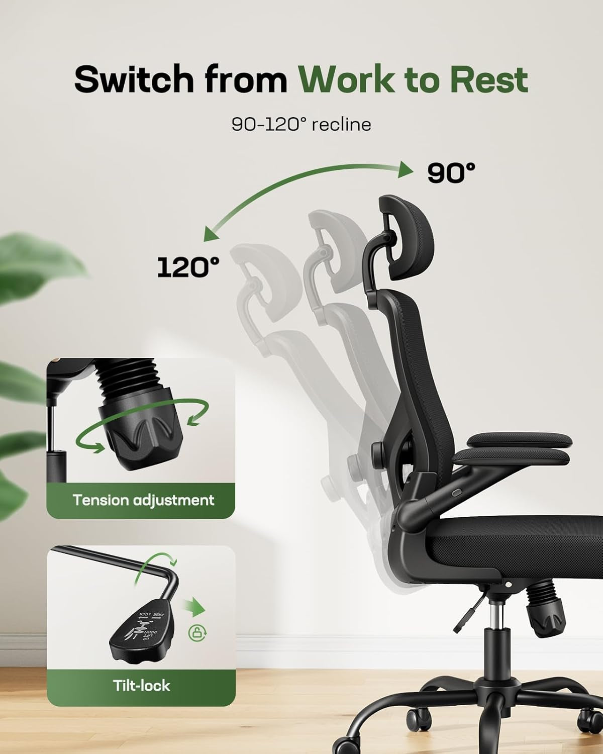 Ergonomic Desk Chair – Breathable Mesh & Lumbar Back Support