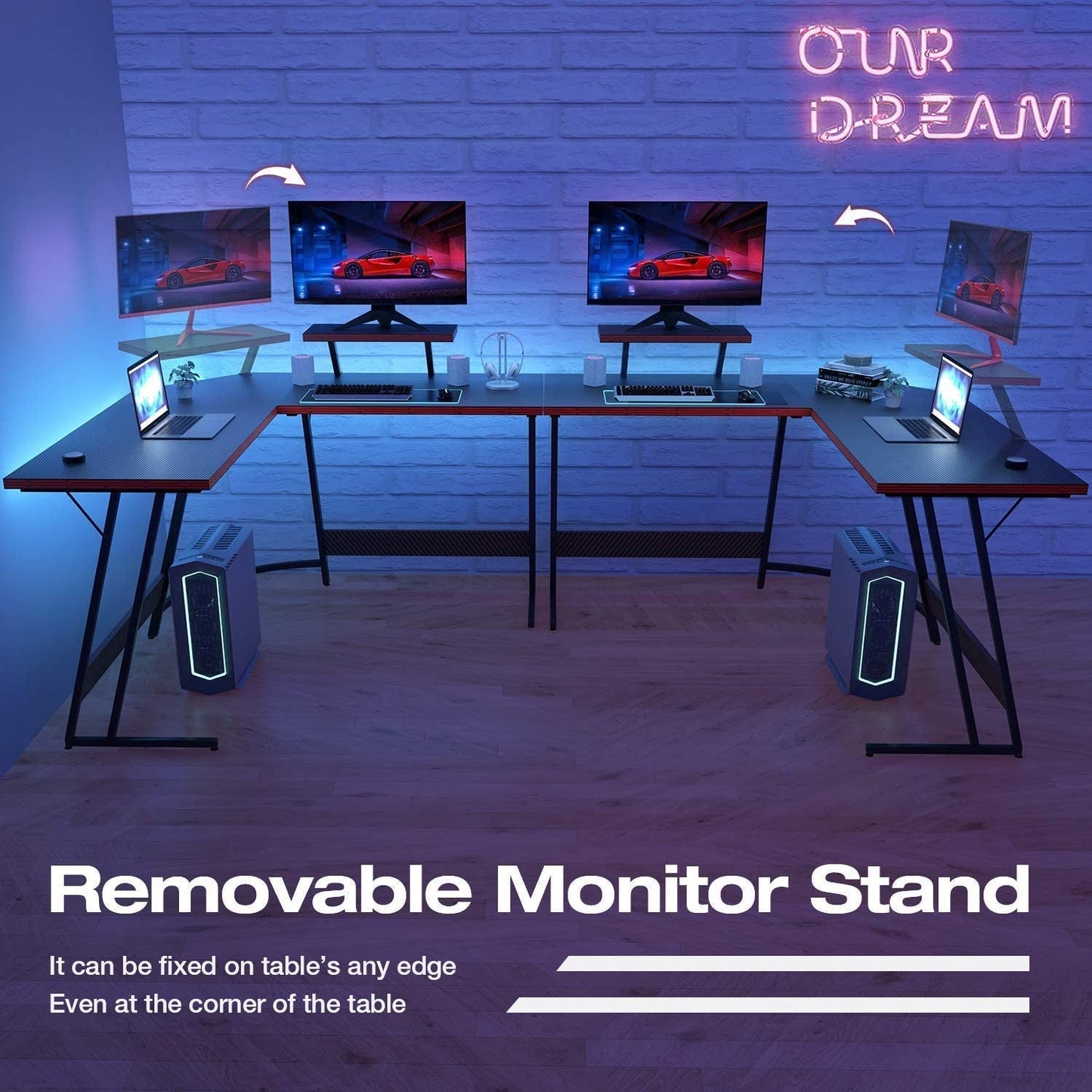 L-Shaped Gaming Workstation – Space-Saving Desk for Pro Gamers
